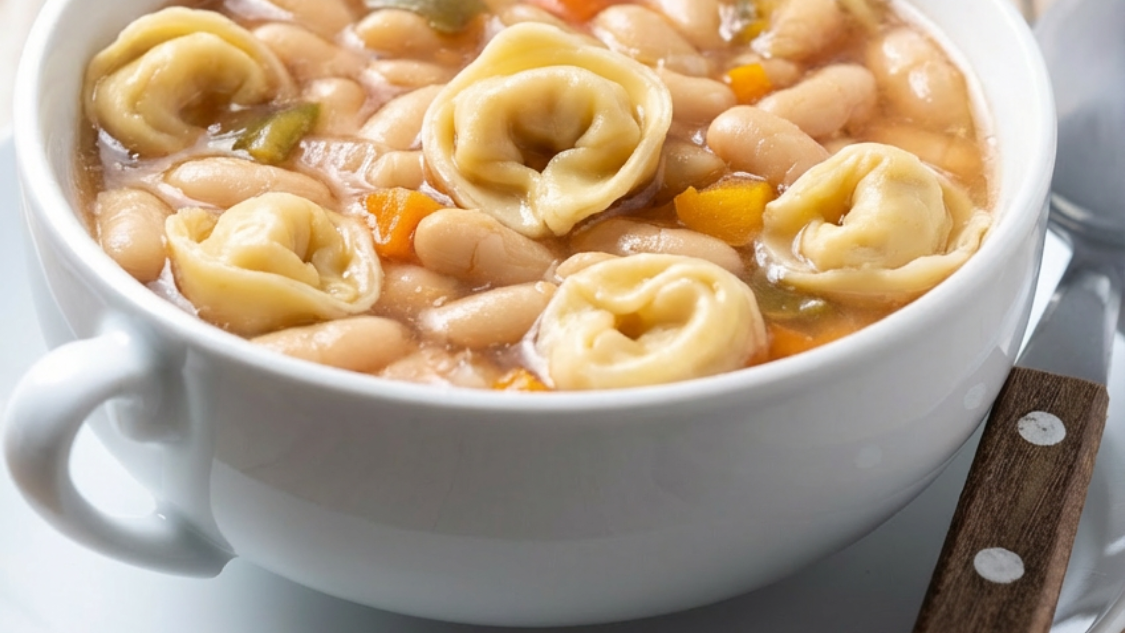 Tortellini and white bean soup for nutritional therapies for cancer recovery