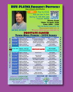 Event flyer for the Prostate Cancer Town-Hall Forum hosted by CanSurvive Australia and CanSurvive Malaysia, featuring Dr Bill McGraw. Free online event via Zoom on Sunday 19 April 2026 at 11:00am Queensland time. Scan the QR code on the flyer to join.