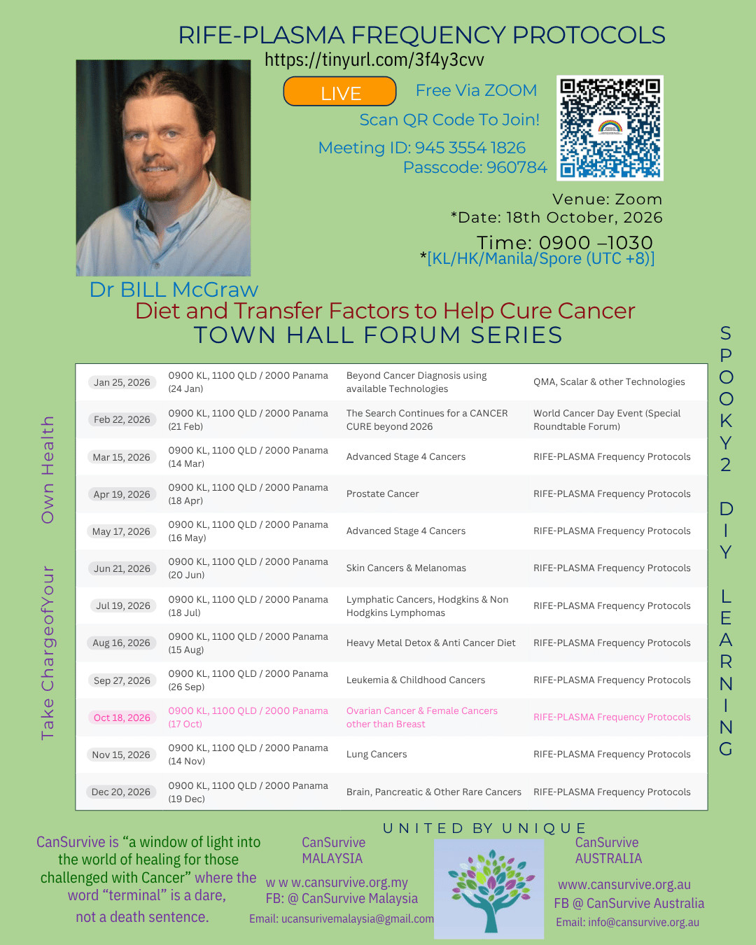 Ovarian Cancer Town Hall with Dr Bill McGraw 18 October 2026